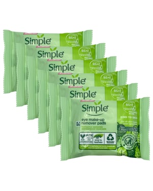 Simple Kind to Skin Eye Make-Up Remover Pads, 6x of 30 Pads