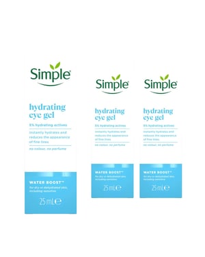 Simple Hydrate+ Eye Gel Soothing Cooling Gel for Tired Eyes Care 25ml, 3 Pack