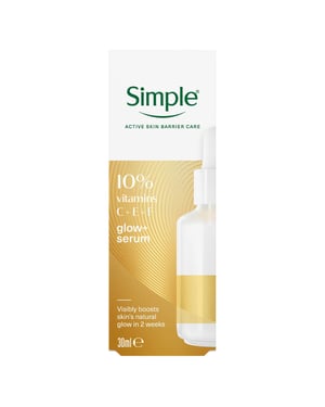 Simple Glow+ Serum 10% Vitamins C+E+F Booster Brightening Skin Care, 30ml
