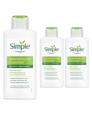 Simple 3x Kind to Skin 12H Moisturisation Replenishing Rich Moisturiser,125ml