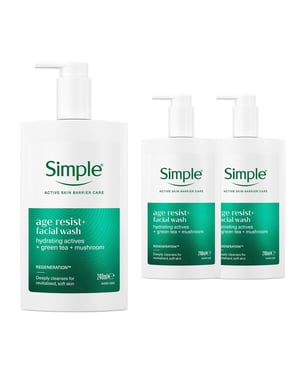 Simple Age Resist+ Facial Wash Anti-Ageing Hydrating Cleanser 240ml, 3 Pack