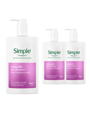 Simple Smooth+ Gel Facial Cleanser Softening Daily Face Wash 240ml, 3 Pack