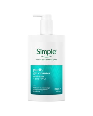 Simple Purify+ Gel Facial Cleanser Hydrating Skin Care Face Wash, 240ml
