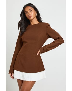 Petite Tailored Pleated Hem Structured Mini Dress