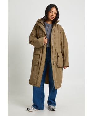 Cinched Waist Longline Parka