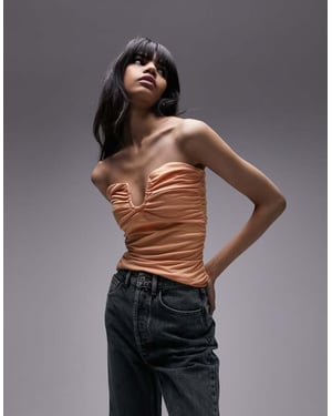 Topshop rynkad sidobandeau i orange