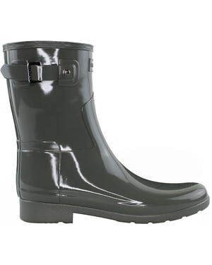 Hunter Refined Short Gloss Womens Grey Wellington Boots