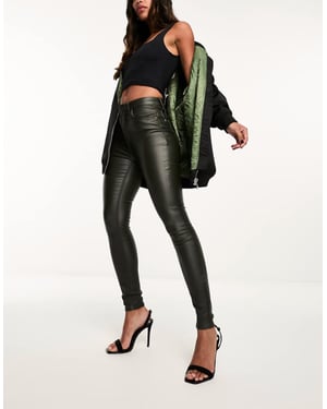 ASOS DESIGN – Khakifärgade skinny jeans med beläggning