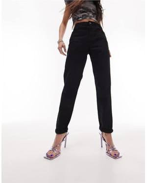 Topshop – Svarta, bekväma, stretchiga momjeans