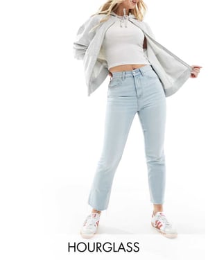 ASOS DESIGN – Hourglass – Bleka, korta, raka jeans med medelhög midja