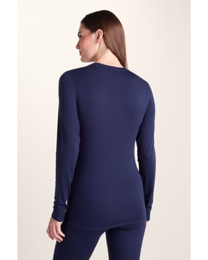 Meru Womens Cashmere Touch Base Layer Crew Neck - Oxford Blue
