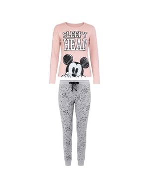 Disney Mickey Nap Womens Pink/Grey Pyjama Set
