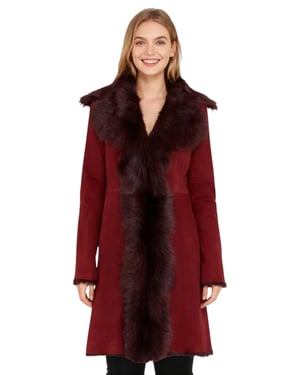 Dames trenchcoat van bordeauxrood Toscaans schapensuèdeleer - Celeste