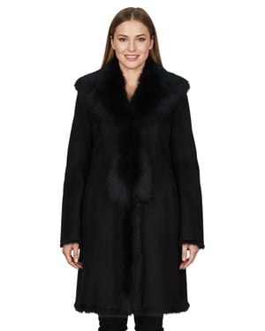 Zwarte Toscaanse schapensuède leren trenchcoat voor dames - Celeste