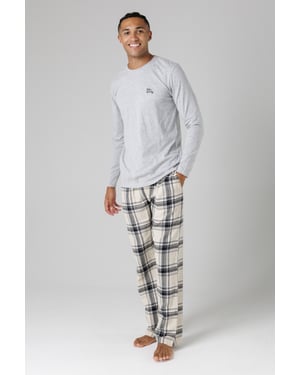Mid Grey Cotton Crew Neck Pyjama Set