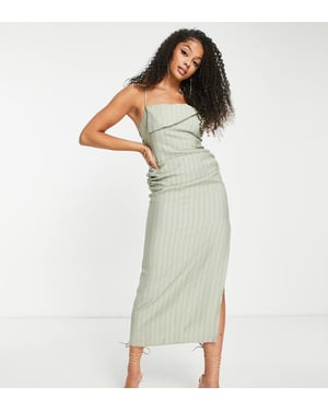 ASOS DESIGN Tall – Salviagrön midiklänning med draperad halsringning och öppen rygg