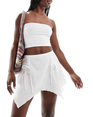 Noisy May waterfall mini skirt in cream