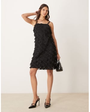 YAS frill detail cami mini dress in black - BLACK