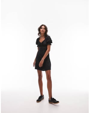 Topshop – Svart teklänning i jersey med textur och detaljer baktill
