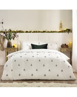 Wylder Winter Forest 100% Cotton Embroidered Duvet Cover Set, Double