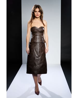 Runway 1.8.1.8 Leather Look Corset Detail Dress