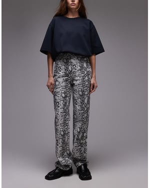 Topshop Kort high rise straight jean in snake print
