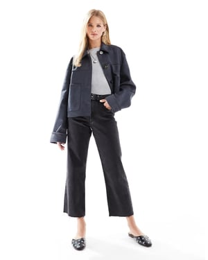 ASOS DESIGN ankle grazer straight leg jean in black - BLACK