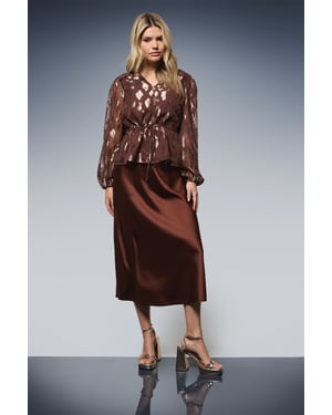 DP Luxe Drawstring Waist Frill Detail Long Sleeve Blouse
