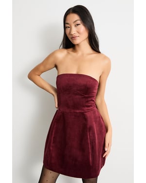 Petite Bonded Velvet Mini Bustier Dress