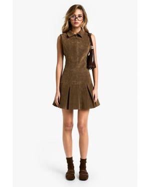 Suede Tennis Skirt Mini Dress