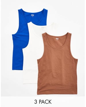 ASOS DESIGN essentials – 3-pack muscle fit-linnen i flera färger