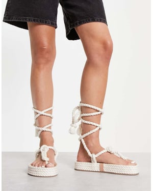 ASOS DESIGN – Jetsetter – Naturfärgade espadriller med repknutning