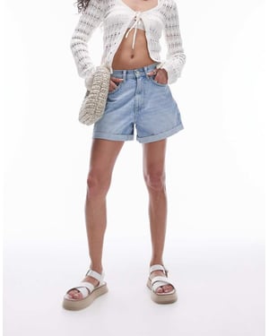 Topshop – Blekta jeansshorts med rullfåll