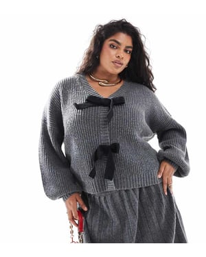 In The Style Plus knitted pleated mini skirt co-ord in charcoal