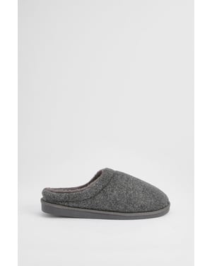 Charcoal Faux Fur Lined Mule Slippers