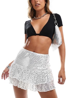 Miss Selfridge sparkly ruffle detail skort