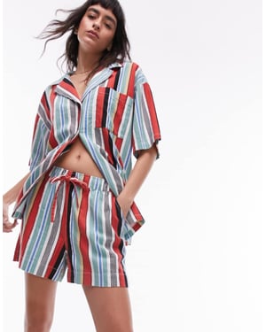 Topshop – Randiga linneshorts i flera färger, del av set