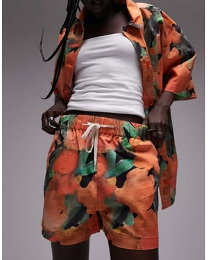 Topshop – Orangea shorts med mönster, del av set