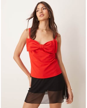 Vila statement bow front cami top in red
