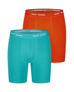 Happy Shorts Heren Retro Boxer Neon Lang 2-Pack Retro korte broeken, vintage boxers,