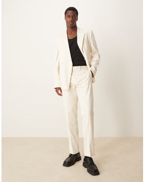 ASOS DESIGN slim suit trousers in cream geo jacquard