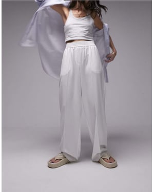Topshop – Vita joggingbyxor med elastiska detaljer
