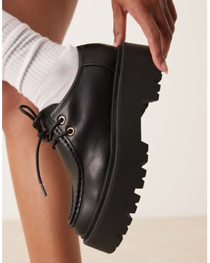 ASOS DESIGN Marley lace up flat shoe in black