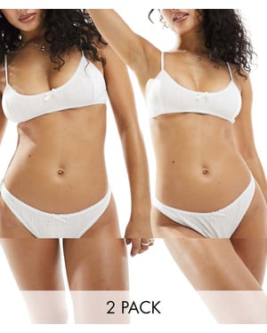 Veckodags pointelle stringtrosor 2-pack i vitt