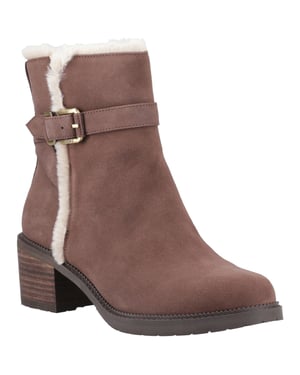 TOMS Hailey Buckle Leren Dames Enkellaarsjes in Eikenbruin met Hakken