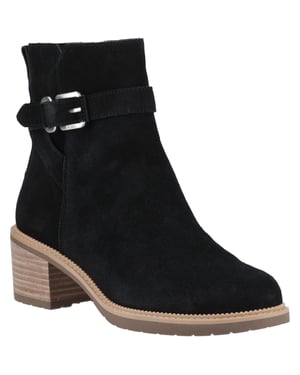TOMS Hailey Buckle Lederen Zwarte Dames Enkellaarzen met Hak