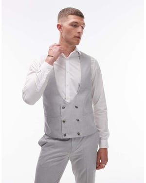 Topman – Grå smal väst i linneblandning