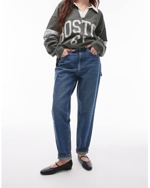 Topshop Original Mom – Smutsigblå jeans med hög midja