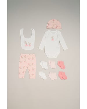10-Piece Bodysuit, Hat, Trouser and Bib and 6 Pack Socks Baby Gift Set