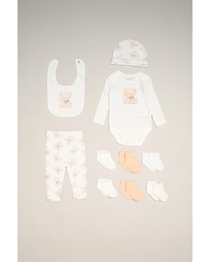 10-Piece Bodysuit, Hat, Trouser and Bib and 6 Pack Socks Baby Gift Set